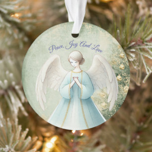 Adorno Ángel de Pastel Azul Navidad Cristiana