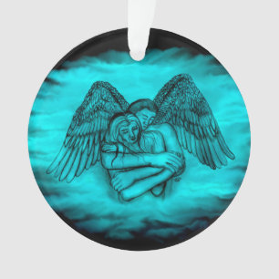 Adorno Ángel Eros en el amor, diseño negro y verde