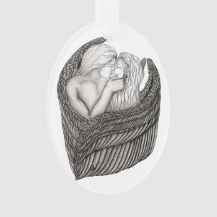 Adorno Angels Kissing , diseño en blanco y negro