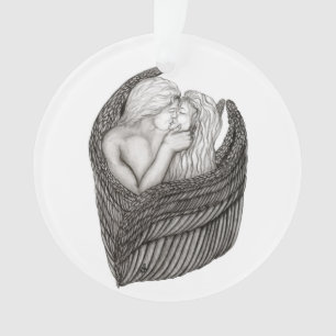 Adorno Angels Kissing , diseño en blanco y negro