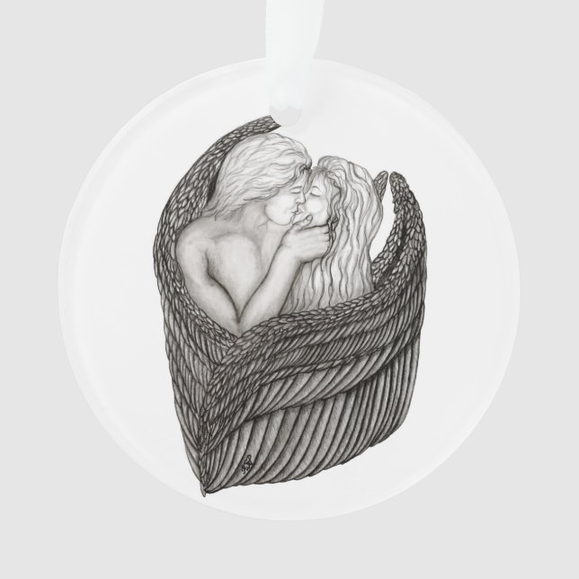 Adorno Angels Kissing , diseño en blanco y negro (Anverso)