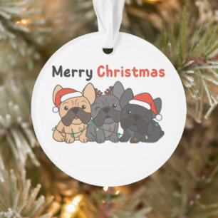 Adorno Animales de Navidades de Bulldog franceses adornan