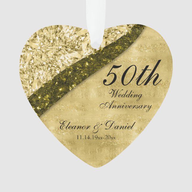 Adorno Aniversario de Oro 50 Boda Keepsake Ornament (Anverso)