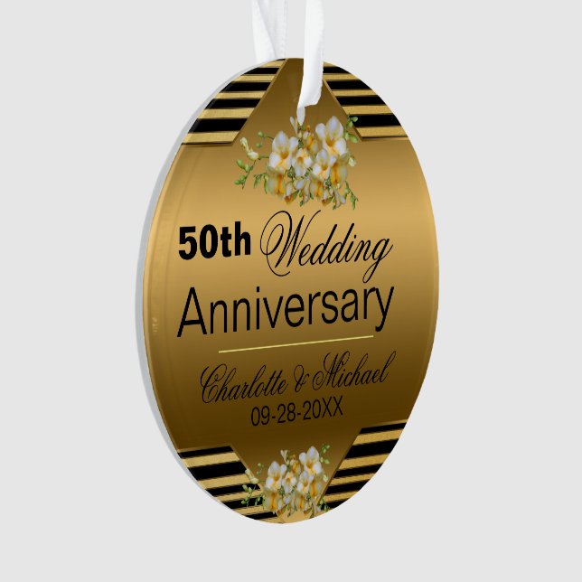 Adorno Aniversario del Oro 50 Aniversario del Boda acríli (Anverso)