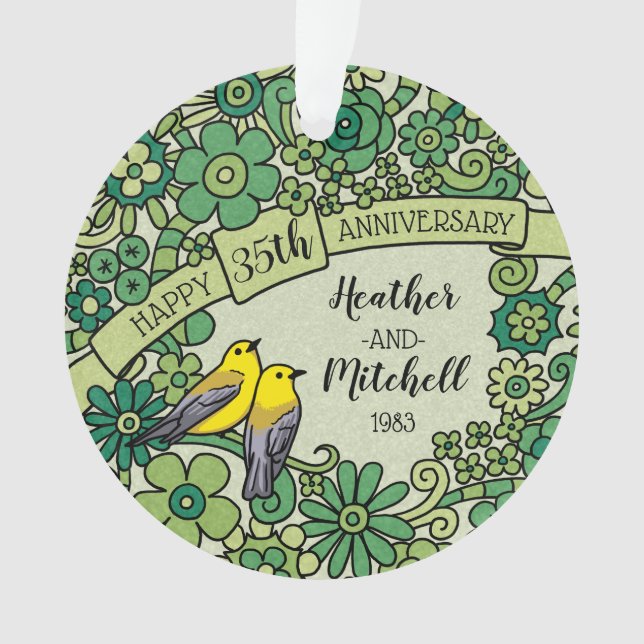 Adorno Aniversario personalizado del 35° aniversario de J (Anverso)