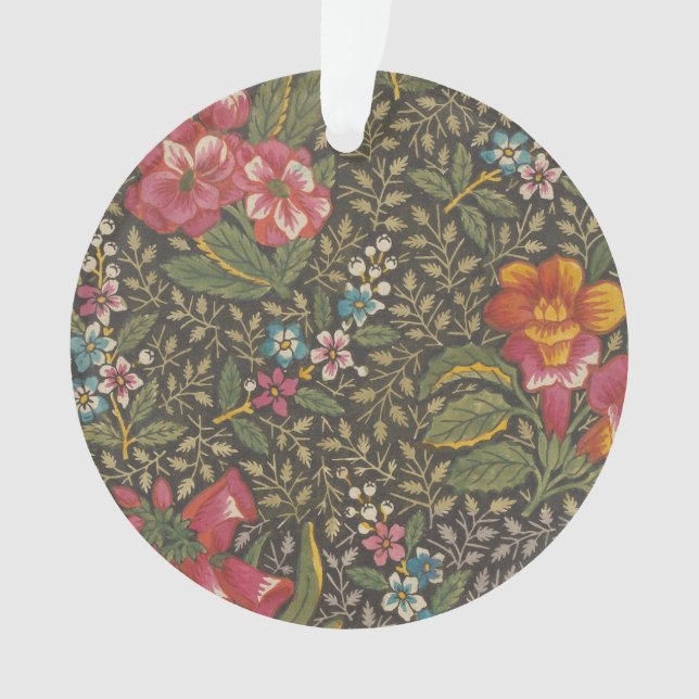 Adorno Antiguo toile francés de Jouy ramas florales de lo (Anverso)