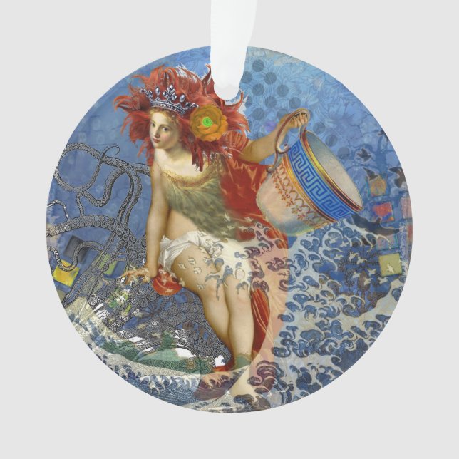 Adorno Aquarius Mermaid Arte Gótico Azul (Anverso)