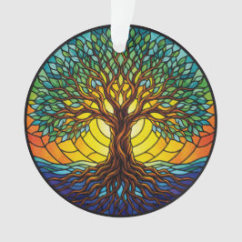 Adorno Árbol de la Vida 2025, Efecto Vidrio Estamp