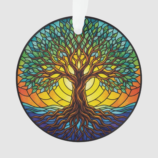 Adorno Árbol de la Vida 2025, Efecto Vidrio Estamp (Anverso)