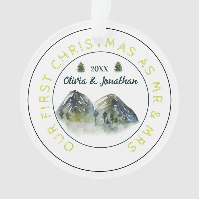 Adorno Árbol De Montaña Rústica Primera Navidad Como Sr.  (Anverso)