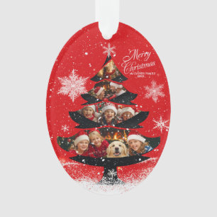 Adorno Árbol de Navidad con foto familiar nevado