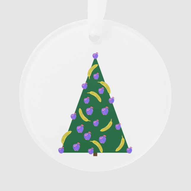 Adorno Árbol de Navidad de arte pop con manzanas y plátan (Anverso)