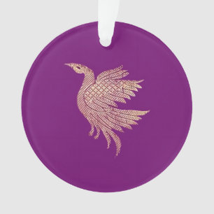 Adorno Árbol de navidad de aves doradas y moradas