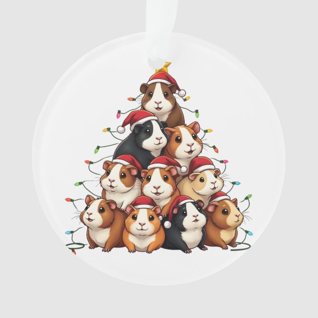 Adorno Árbol de Navidad de Cerdo de Guinea Feliz Navidad (Anverso)