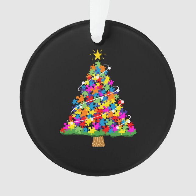 Adorno Árbol de Navidad de Conciencia del Autismo (Anverso)