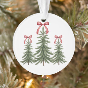 Adorno Árbol de Navidad Lazo Rojo Retro Feliz Navidad