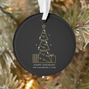 Adorno Árbol de Navidad minimalista de oro negro moderno