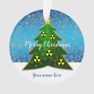 Adorno Árbol de Navidad verde con símbolos de radiación