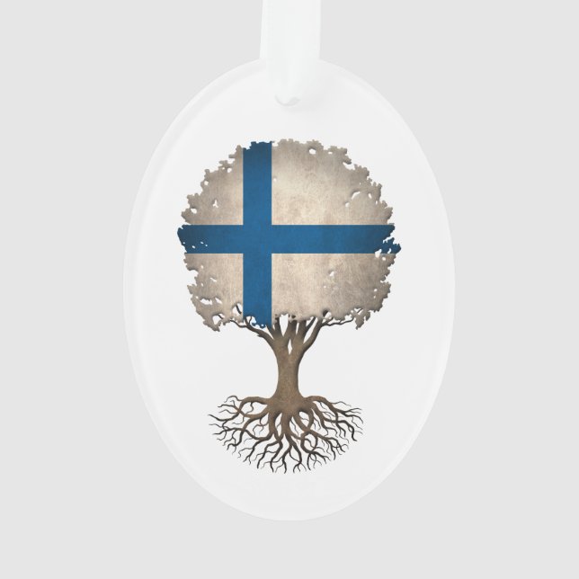 Adorno Árbol finlandés de la bandera del personalizable (Reverso)