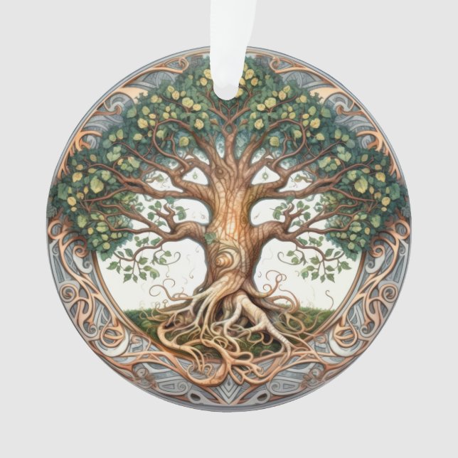 Adorno Árbol pagano verde de la vida acrílico (Anverso)