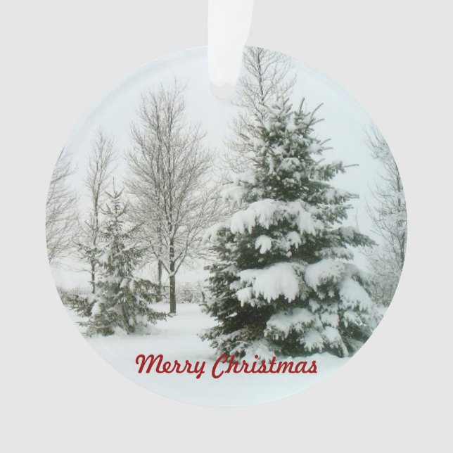 Adorno Árboles con nieve, Feliz Navidad (Anverso)