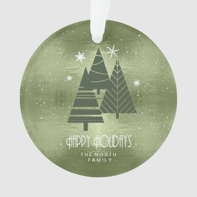 Adorno Árboles de Navidad y copos de nieve Green ID863 (Anverso)