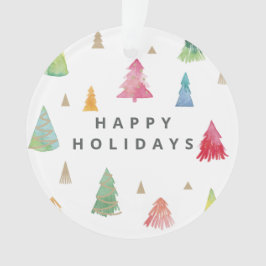 Adorno Árboles navideños coloridos y acuarelas