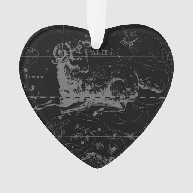 Adorno Aries Constellation Map grabado por Hevelius (Anverso)