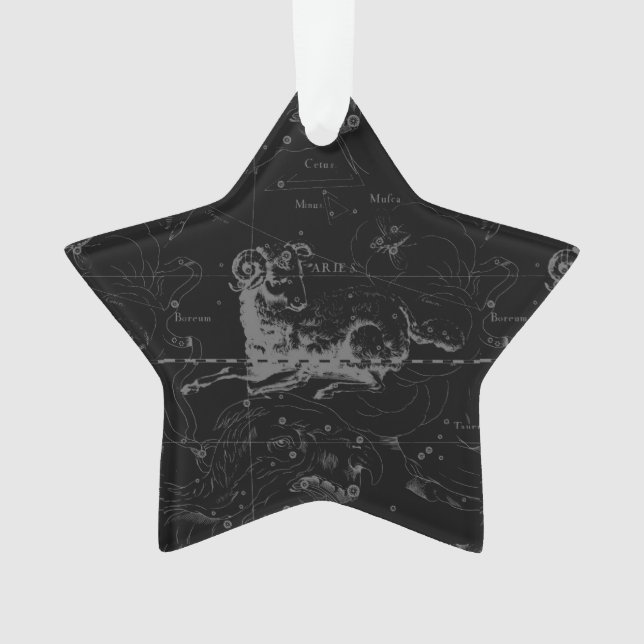 Adorno Aries Constellation Map grabado por Hevelius (Anverso)