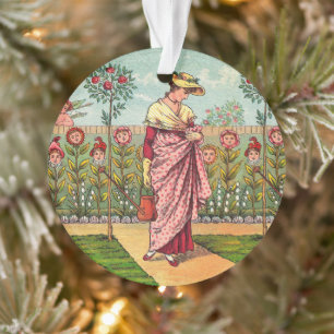 Adorno Arte Antiguo Mujer Flor Crecimiento Jardín