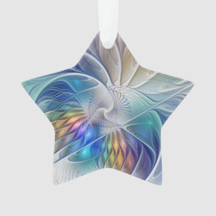 Adorno Arte Fractal Floral, Flor Abstrata Colorida