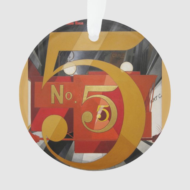 Adorno Arte moderno Cubista Demuth Figura 5 en Oro (Anverso)