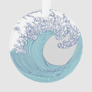 Adorno Arte vintage japonés Ukiyo-e Ola de surf Costa Azu