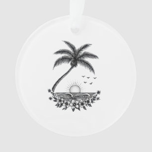 Adorno Atardecer de Palma Tropical – Arte de Línea Minima