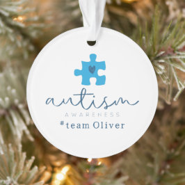 Adorno autism awareness blue puzzle piece #team name 