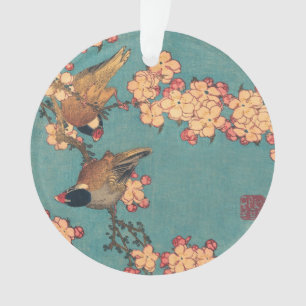 Adorno Aves flores Hokusai Arte Japonés