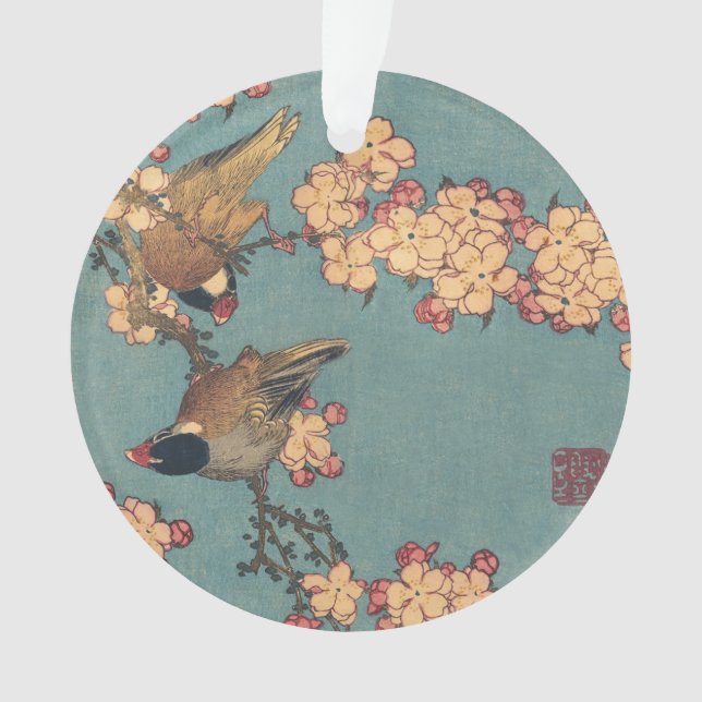 Adorno Aves flores Hokusai Arte Japonés (Anverso)