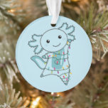 Adorno Axolotl Merry Christmas Winter Animals Axolotls<br><div class="desc">El axolotl para Navidades con luces de hadas. Animales divertidos con regalos y nieve para las vacaciones. También es gracioso para los Navidades en julio. Los Axolotls son animales lindos y perfectos para los Navidades.</div>