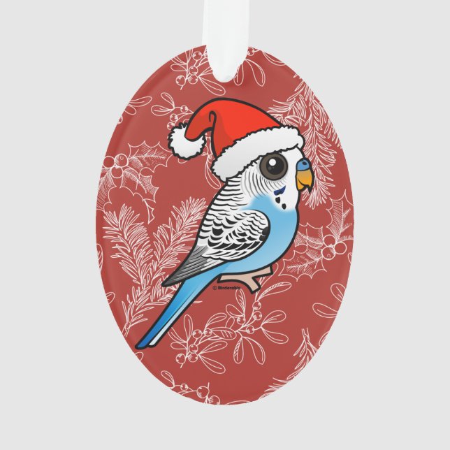 Adorno Azul de Santa Budgie (Reverso)
