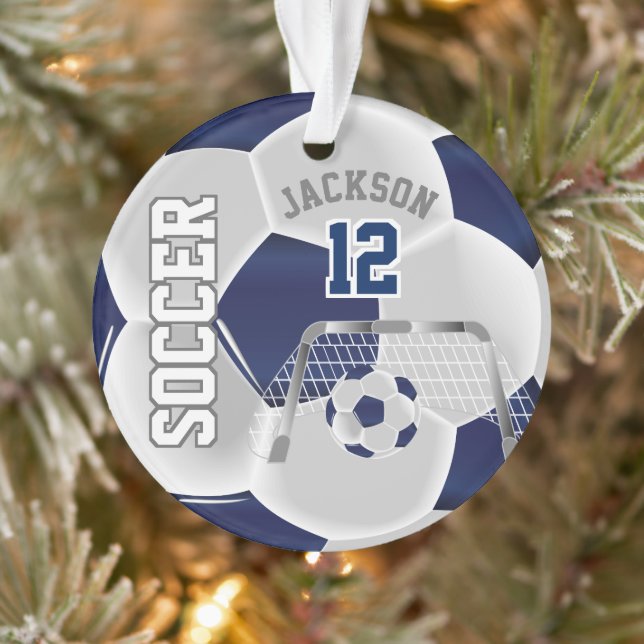 Adorno Azul marino y blanco personifican ⚽ bola de fútbol (Árbol)