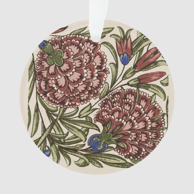 Adorno Azulejo de Flor de Clavel Antiguo Rústico Arte De  (Anverso)