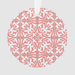 Adorno Azulejo marroquí - rosa coral y blanco