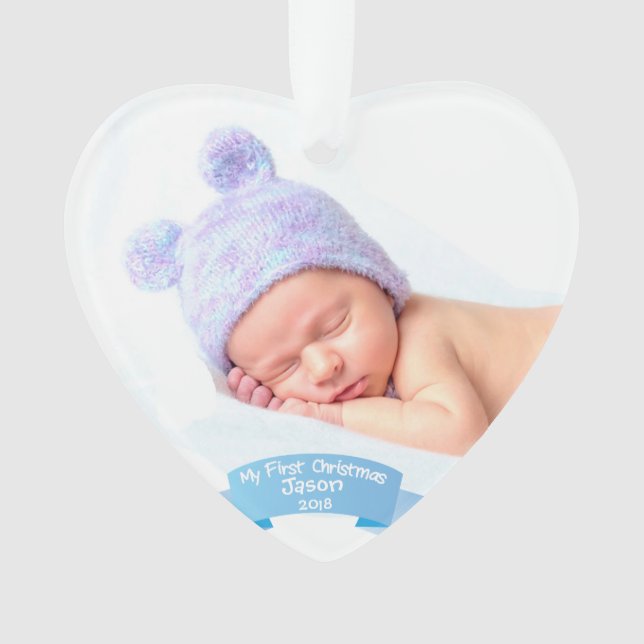 Adorno Baby Boy l First Christmas Photo (Anverso)