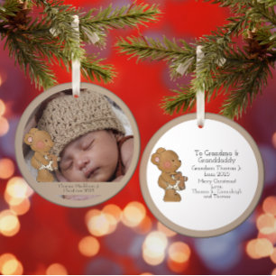 Adorno Baby Boy Photo Teddy Bear Grandparent