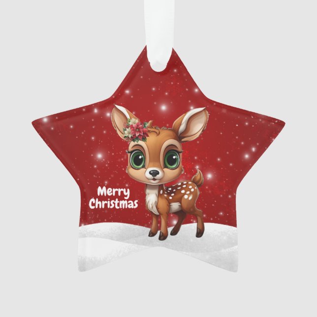 Adorno Baby Deer, Fawn, Doe 🦌 🎄Cute Merry Christmas (Anverso)