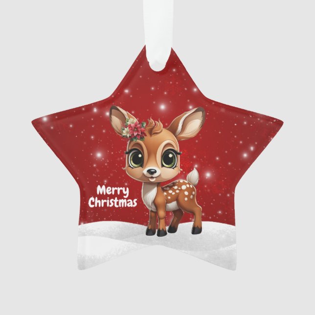 Adorno Baby Deer, Fawn, Doe 🦌 🎄Cute Merry Christmas (Anverso)