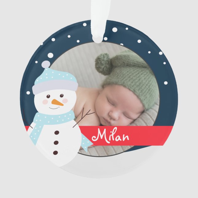 Adorno baby, first Christmas| first Christmas Photo Rosa (Anverso)