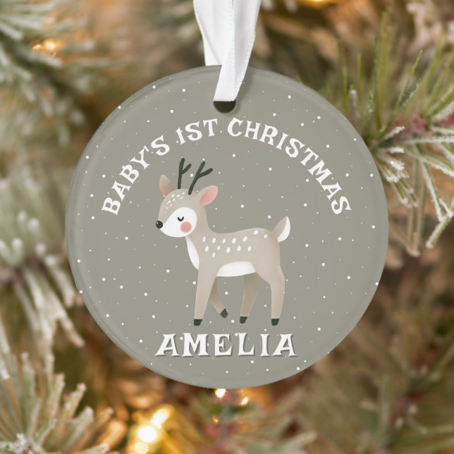 Adorno Baby’s 1st Christmas Reindeer Keepsake Photo (Árbol)