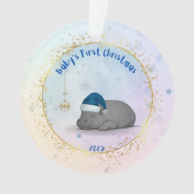 Adorno Baby's First Christmas - Acrylic Hippo Ornament (Anverso)