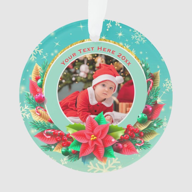 Adorno Baby's First Christmas Custom Name Photo Keepsake (Anverso)